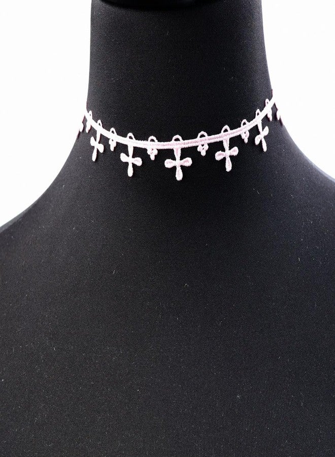 Ximerinf Pink Lace Choker Necklace Set, 10 Pieces (Pink) - Image 4
